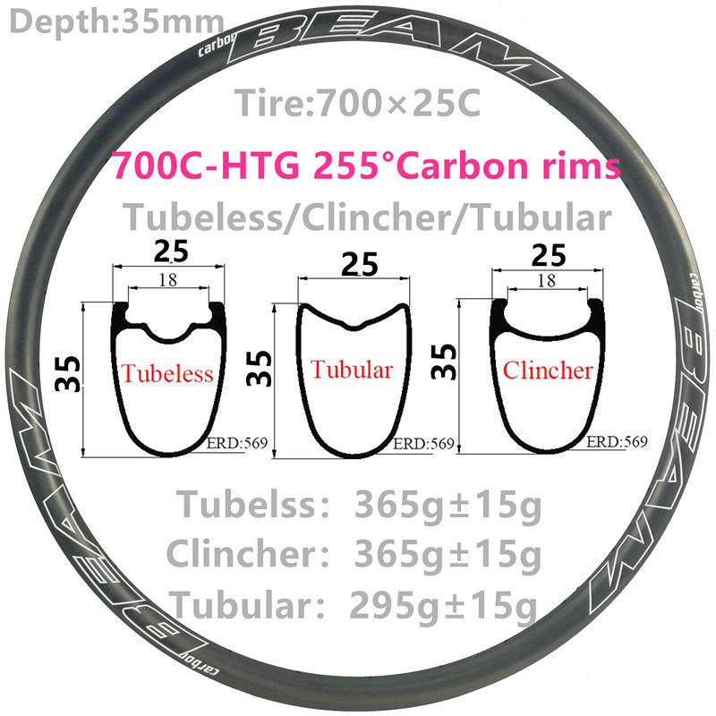 Carbonbeam Free Shipping 310g Super light Carbon Road Bike rims 35mm